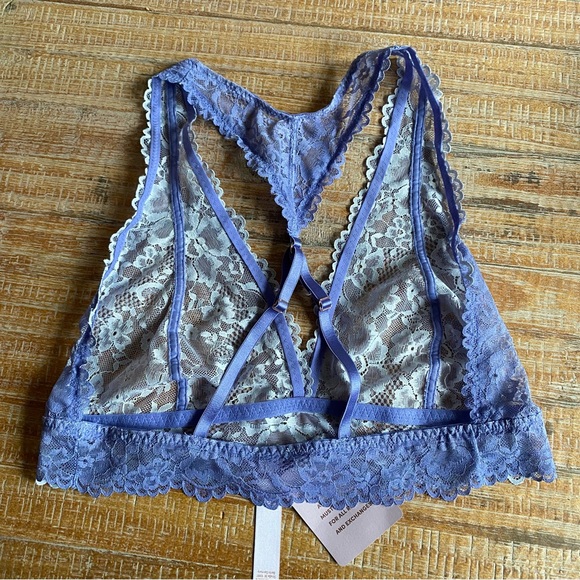 SAVAGE x FENTY Lingerie by Rihanna Blue Floral Lace Racerback Bralette Large NWT - Picture 3 of 4